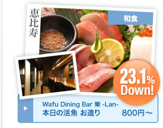 Wafu Dining Bar 欒 -Lan- 本日の活魚 お造り 800円～