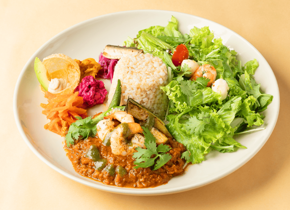エビと茄子のパクチーカレー